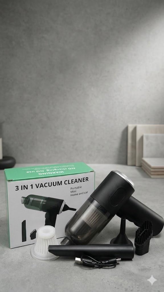 3-in-1 Portable Handheld Vacuum Cleaner (Powerful Suction)